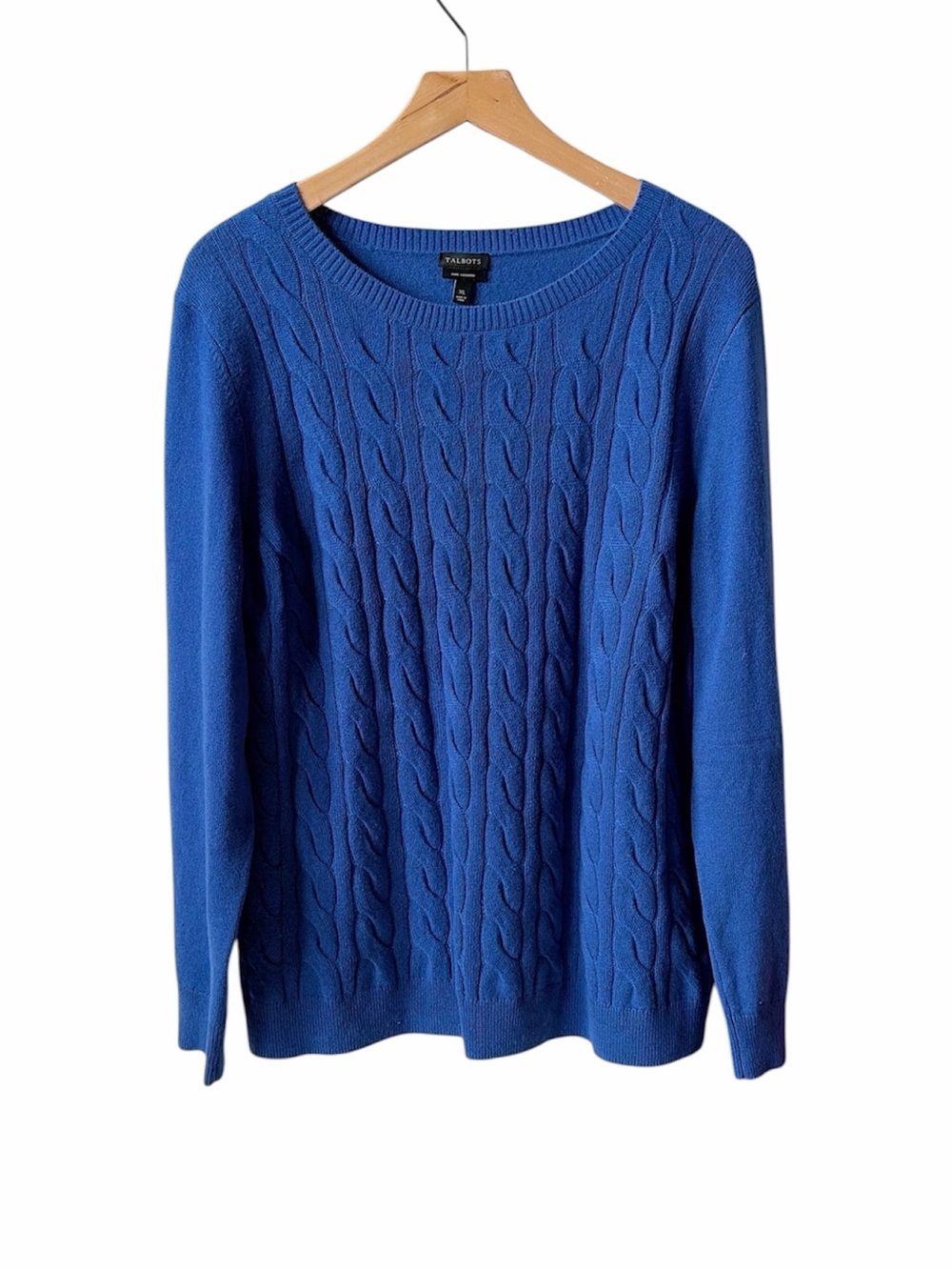 Talbots cashmere royal blue crewneck sweater size XL extra large